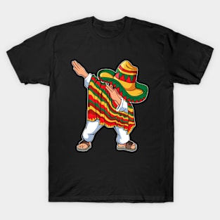 Dabbing Mexican Poncho Cinco de Mayo Men Boys Sombrero Dab T-Shirt